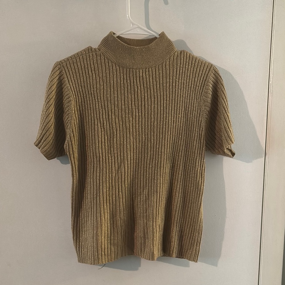 Crystal-Kobe Gold Ribbed Sweater